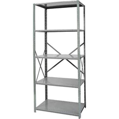 Hallowell - 5 Shelf Starter Extra Heavy-Duty Open Steel Shelving - 900 Lb Capacity, 48" Wide x 87" High x 18" Deep, Gray - Exact Tool & Supply