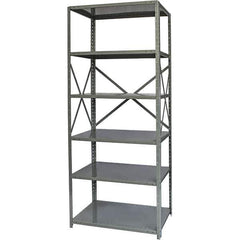 Hallowell - 6 Shelf Starter Heavy-Duty Open Steel Shelving - 450 Lb Capacity, 48" Wide x 87" High x 18" Deep, Gray - Exact Tool & Supply