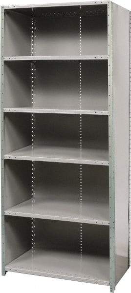 Hallowell - 6 Shelf, 800 Lb. Capacity, Free Standing Closed Shelving - 36 Inch Wide x 24 Inch Deep x 87 Inch High, Gray - Exact Tool & Supply