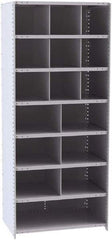 Hallowell - 16 Bin Closed Industrial Bin Shelving - 36 Inch Overall Width x 24 Inch Overall Depth x 87 Inch Overall Height, Gray Metal Bins - Exact Tool & Supply