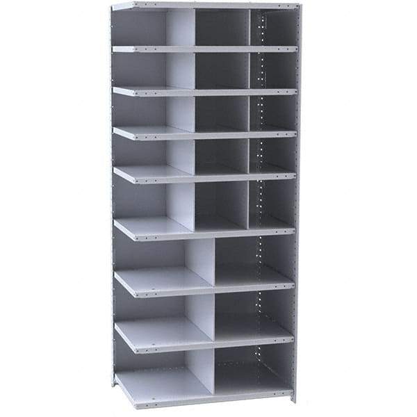 Hallowell - 21 Bin Closed Industrial Bin Shelving - 36 Inch Overall Width x 18 Inch Overall Depth x 87 Inch Overall Height, Gray Metal Bins - Exact Tool & Supply