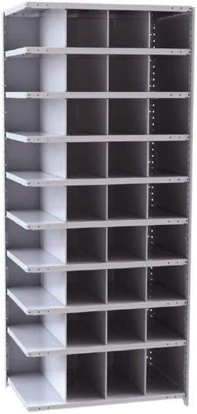 Hallowell - 36 Bin Closed Industrial Bin Shelving - 36 Inch Overall Width x 24 Inch Overall Depth x 87 Inch Overall Height, Gray Metal Bins - Exact Tool & Supply