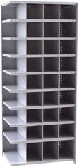 Hallowell - 36 Bin Closed Industrial Bin Shelving - 36 Inch Overall Width x 24 Inch Overall Depth x 87 Inch Overall Height, Gray Metal Bins - Exact Tool & Supply