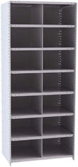 Hallowell - 14 Bin Closed Industrial Bin Shelving - 36 Inch Overall Width x 24 Inch Overall Depth x 87 Inch Overall Height, Gray Metal Bins - Exact Tool & Supply