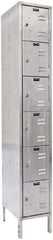 Hallowell - 6 Door, 6 Tier, Stainless Steel Locker - Exact Tool & Supply