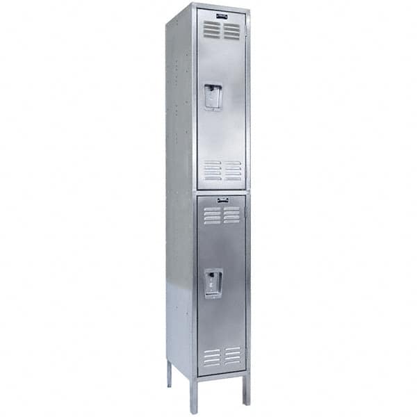 Hallowell - 2 Door, 2 Tier, Stainless Steel Locker - Exact Tool & Supply