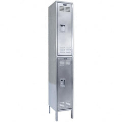 Hallowell - 2 Door, 2 Tier, Stainless Steel Locker - Exact Tool & Supply