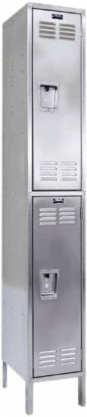 Hallowell - 2 Door, 2 Tier, Stainless Steel Locker - Exact Tool & Supply