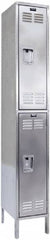 Hallowell - 2 Door, 2 Tier, Stainless Steel Locker - Exact Tool & Supply