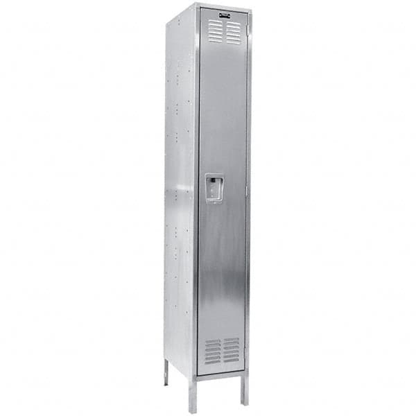Hallowell - 1 Door, 1 Tier, Stainless Steel Locker - Exact Tool & Supply