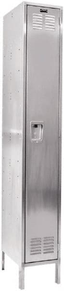 Hallowell - 1 Door, 1 Tier, Stainless Steel Locker - Exact Tool & Supply