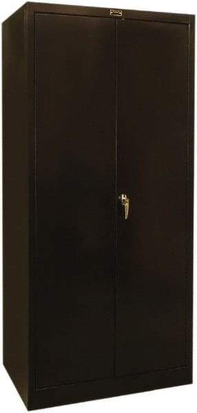 Hallowell - 4 Shelf Locking Storage Cabinet - Steel, 36" Wide x 24" Deep x 72" High, Black - Exact Tool & Supply