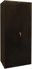 Hallowell - 4 Shelf Locking Storage Cabinet - Steel, 36" Wide x 24" Deep x 72" High, Black - Exact Tool & Supply
