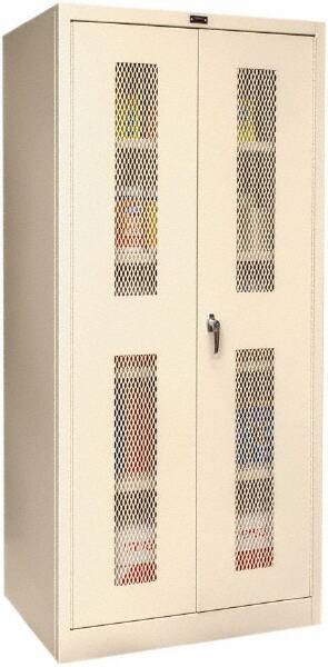 Hallowell - 4 Shelf Visible Storage Cabinet - Steel, 36" Wide x 24" Deep x 72" High, Tan - Exact Tool & Supply