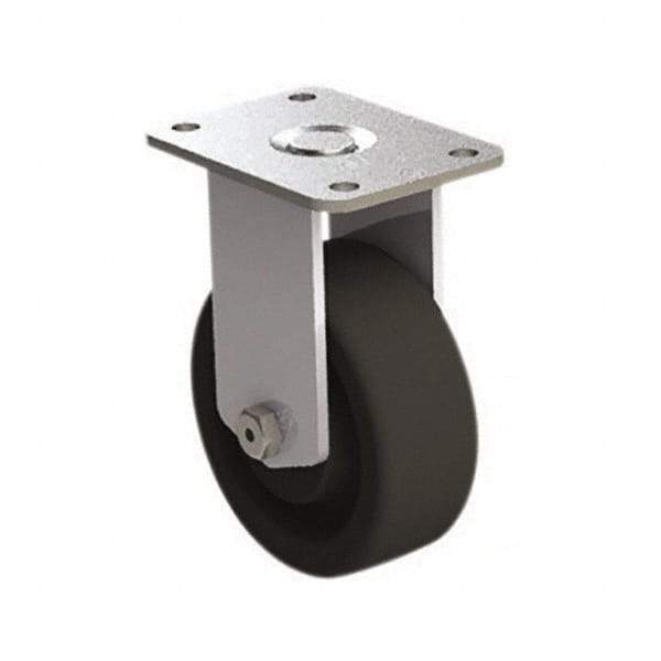 E.R. Wagner - 4" Diam x 1-1/2" Wide x 5-3/8" OAH Top Plate Mount Rigid Caster - Phenolic, 450 Lb Capacity, Roller Bearing, 2-3/4 x 3-3/4" Plate - Exact Tool & Supply