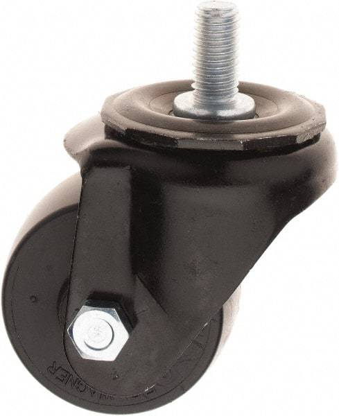 E.R. Wagner - 2-1/2" Diam x 1-3/4" Wide x 3-3/8" OAH Stem Mount Swivel Caster - Polyolefin, 300 Lb Capacity, 1/2-13 x 1" Threaded Stem - Exact Tool & Supply
