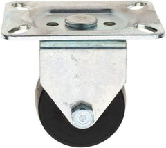 E.R. Wagner - 2-1/2" Diam x 1-3/4" Wide x 3-1/2" OAH Top Plate Mount Rigid Caster - Polyolefin, 300 Lb Capacity, 3-1/8 x 4-1/8" Plate - Exact Tool & Supply