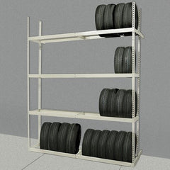 Hallowell - 3 Shelf Starter Open Steel Shelving - 48 Lb Capacity, 60" Wide x 84" High x 42" Deep, Tan - Exact Tool & Supply