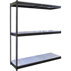 Hallowell - 3 Shelf Add-On EZ-Deck Open Steel Shelving - 700 Lb Capacity, 48" Wide x 84" High x 24" Deep, Midnight Ebony - Exact Tool & Supply