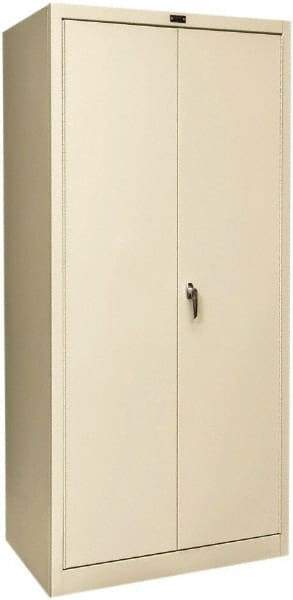 Hallowell - 4 Shelf Locking Storage Cabinet - Steel, 36" Wide x 24" Deep x 78" High, Tan - Exact Tool & Supply