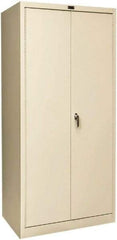 Hallowell - 1 Shelf Wardrobe Storage Cabinet - Steel, 36" Wide x 24" Deep x 78" High, Tan - Exact Tool & Supply