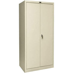 Hallowell - 4 Shelf Combination Storage Cabinet - Steel, 48" Wide x 24" Deep x 78" High, Tan - Exact Tool & Supply
