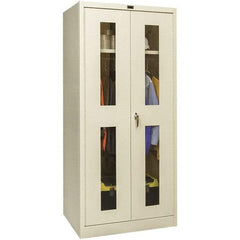 Hallowell - 1 Shelf Wardrobe Storage Cabinet - Steel, 36" Wide x 18" Deep x 78" High, Tan - Exact Tool & Supply