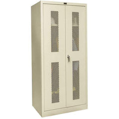 Hallowell - 1 Shelf Wardrobe Storage Cabinet - Steel, 48" Wide x 24" Deep x 78" High, Tan - Exact Tool & Supply