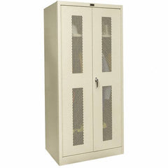 Hallowell - 1 Shelf Wardrobe Storage Cabinet - Steel, 36" Wide x 18" Deep x 78" High, Tan - Exact Tool & Supply