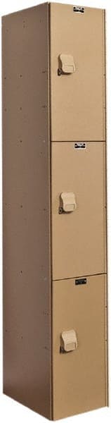 Hallowell - 3 Door, 3 Tier, Solid Plastic Locker - Exact Tool & Supply