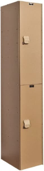 Hallowell - 2 Door, 2 Tier, Solid Plastic Locker - Exact Tool & Supply