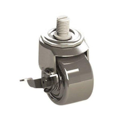 E.R. Wagner - 3" Diam x 1-3/4" Wide x 3-3/4" OAH Stem Mount Swivel Caster with Brake - Phenolic, 500 Lb Capacity, Roller Bearing, 3/4-10 x 1" Threaded Stem - Exact Tool & Supply