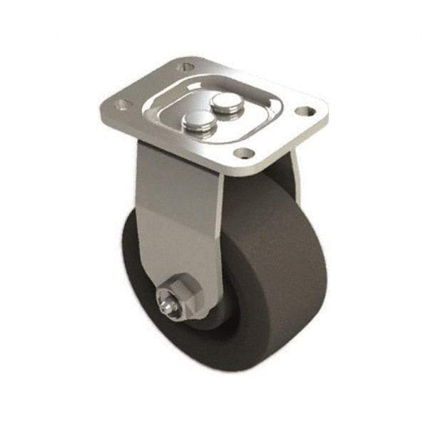 E.R. Wagner - 4" Diam x 2" Wide x 5-5/8" OAH Top Plate Mount Rigid Caster - Polyolefin, 600 Lb Capacity, Roller Bearing, 2-3/4 x 3-3/4" Plate - Exact Tool & Supply