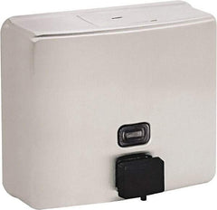 Bobrick - 40 oz Liquid Hand Sanitizer Dispenser - Stainless Steel, Wall Mounted, Silver - Exact Tool & Supply