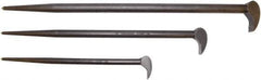 Proto - 3 Piece Rolling Head Pry Bar Set - Includes 12, 16 & 21" Lengths - Exact Tool & Supply