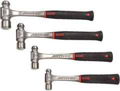 Proto - 4 Piece, 1/2, 3/4, 1, 1-1/2 Lb Head Weight, Forged Steel, Ball Pein Hammer Set - 11, 12-1/8, 12-7/8, 13-3/4" OAL, Shock Absorbing Grip Handles, Ball Pein - Exact Tool & Supply