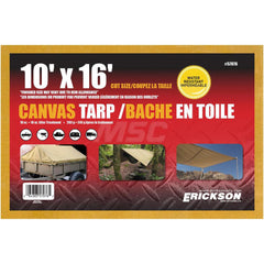 Erickson Manufacturing - Tarps & Dust Covers; Material: Canvas ; Width (Feet): 10.00 ; Grommet: Yes ; Color: Beige ; Length: 16 ; Additional Information: Finished Size May Vary Due to Hem Allowance - Exact Tool & Supply