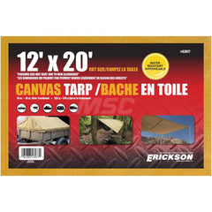 Erickson Manufacturing - Tarps & Dust Covers; Material: Canvas ; Width (Feet): 12.00 ; Grommet: Yes ; Color: Beige ; Length: 20 ; Additional Information: Finished Size May Vary Due to Hem Allowance - Exact Tool & Supply
