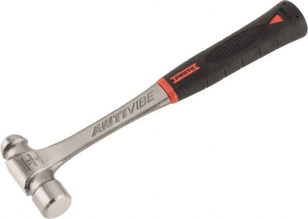 Proto - 3/4 Lb Head Steel Ball Pein Hammer - 12.12" Steel Handle with Grip, 1.16" Face Diam, 12-1/8" OAL, AntiVibe, Molded Textured Rubber Grip - Exact Tool & Supply