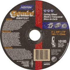 Norton - 6" Aluminum Oxide Cutoff Wheel - 0.045" Thick, 7/8" Arbor, Use with Die Grinders - Exact Tool & Supply
