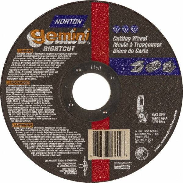 Norton - 7" Aluminum Oxide Cutoff Wheel - 0.045" Thick, 7/8" Arbor, Use with Die Grinders - Exact Tool & Supply