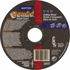 Norton - 7" Aluminum Oxide Cutoff Wheel - 0.045" Thick, 7/8" Arbor, Use with Die Grinders - Exact Tool & Supply