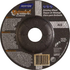 Norton - 24 Grit, 5" Wheel Diam, 1/4" Wheel Thickness, 7/8" Arbor Hole, Type 27 Depressed Center Wheel - Aluminum Oxide - Exact Tool & Supply