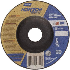 Norton - 46 Grit, 5" Wheel Diam, 7/8" Arbor Hole, Type 27 Depressed Center Wheel - Ceramic - Exact Tool & Supply
