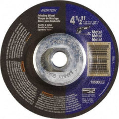 Norton - 24 Grit, 4-1/2" Wheel Diam, 1/4" Wheel Thickness, Type 27 Depressed Center Wheel - Aluminum Oxide - Exact Tool & Supply