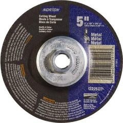 Norton - 24 Grit, 5" Wheel Diam, 5/8" Wheel Thickness, Type 27 Depressed Center Wheel - Aluminum Oxide - Exact Tool & Supply