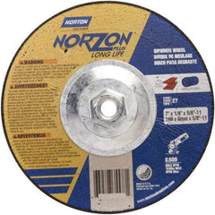 Norton - 24 Grit, 5" Wheel Diam, 1/4" Wheel Thickness, Type 27 Depressed Center Wheel - Ceramic - Exact Tool & Supply