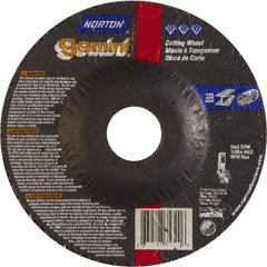 Norton - 46 Grit, 5" Wheel Diam, 3/32" Wheel Thickness, 7/8" Arbor Hole, Type 27 Depressed Center Wheel - Aluminum Oxide - Exact Tool & Supply