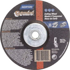 Norton - 36 Grit, 4-1/2" Wheel Diam, 1/8" Wheel Thickness, Type 27 Depressed Center Wheel - Aluminum Oxide, 13,580 Max RPM - Exact Tool & Supply