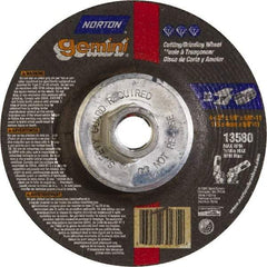 Norton - 24 Grit, 4-1/2" Wheel Diam, 1/8" Wheel Thickness, Type 27 Depressed Center Wheel - Aluminum Oxide, 13,580 Max RPM - Exact Tool & Supply